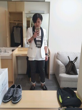 「ショールカラー」｜「アイテム（テーラードジャケット）」を使った、Ryohsukeさん（メンズ・169cm）の春コーディネート