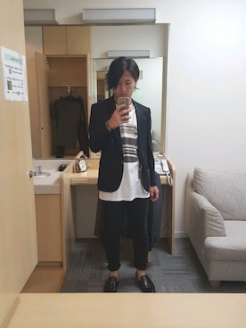「ショールカラー」｜「アイテム（テーラードジャケット）」を使った、Ryohsukeさん（メンズ・169cm）の春コーディネート