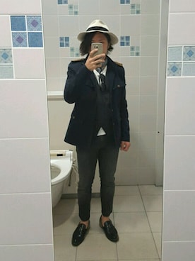 「マリン」｜「アイテム（ミリタリージャケット）」を使った、Ryohsukeさん（メンズ・169cm）の冬コーディネート