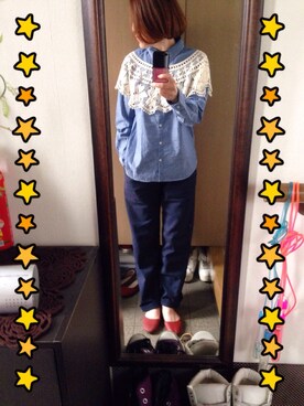 「B.L.U.E（ビーエルユーイー）のアイテム（パンツ）」を使った、ゆうすかさん（レディース・163cm）の春コーディネート