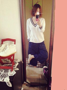 「アイテム（パンプス、ホワイト系）」を使った、ゆうすかさん（レディース・163cm）の春コーディネート