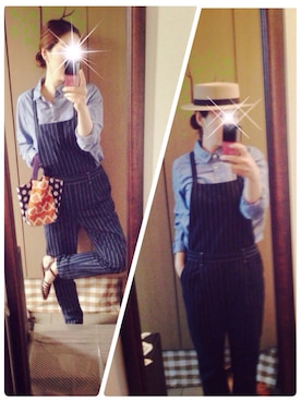 「B.L.U.E（ビーエルユーイー）のアイテム（パンツ）」を使った、ゆうすかさん（レディース・163cm）の春コーディネート