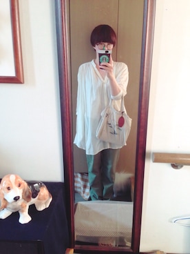 「B.L.U.E（ビーエルユーイー）のアイテム（パンツ）」を使った、ゆうすかさん（レディース・163cm）の夏コーディネート