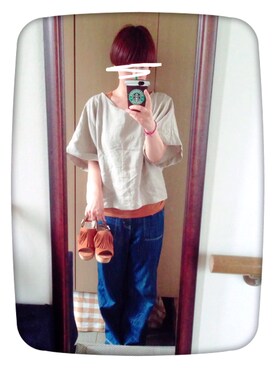 「B.L.U.E（ビーエルユーイー）のアイテム（パンツ）」を使った、ゆうすかさん（レディース・163cm）の夏コーディネート