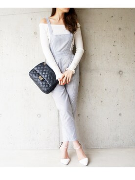 「春物」｜「アイテム（オールインワン・サロペット）」を使った、lalunastyleさん（レディース・165cm）の春コーディネート