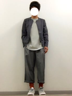 「WEGO（ウィゴー）のWEGO/ワッフルラウンドカットソー（Tシャツ/カットソー、グレー系）」を使った、naokiさん（メンズ）の春コーディネート
