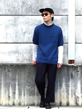 「CABANE de ZUCCa（カバンドズッカ）のアイテム（バレエシューズ）」を使った、mino さん（メンズ・168cm）の春コーディネート