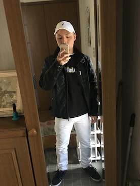 「アイテム（ライダースジャケット）」を使った、iCoNさん（メンズ・172cm・20代）の春コーディネート