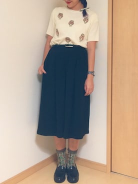 「動物モチーフ」｜「アイテム（腕時計）」を使った、yumaさん（レディース・165cm）の秋コーディネート