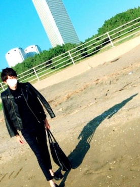「EDWIN（エドウィン）のアイテム（ライダースジャケット）」を使った、KOBAkobaさん（メンズ・179cm）の秋コーディネート