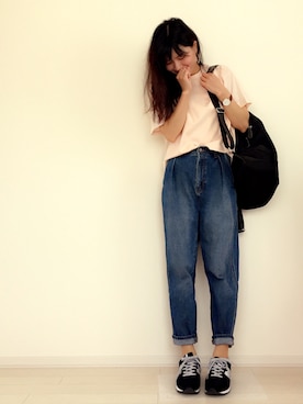 「DHOLIC（ディーホリック）のアイテム（バックパック/リュック）」を使った、*॰ॱみや⑅◡̈*さん（レディース・161cm）の春コーディネート