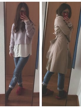 「DRWCYS（ドロシーズ）のアイテム（トレンチコート）」を使った、かちゅさん（レディース・151cm）の春コーディネート