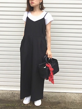 「雨」｜「アイテム（オールインワン・サロペット）」を使った、shoco◡̎⃝♡さん（レディース・151cm）の夏コーディネート