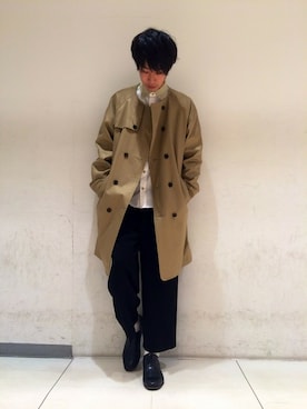 「FRAPBOIS」｜「アイテム（トレンチコート）」を使った、EGAさん（メンズ・180cm）の冬コーディネート