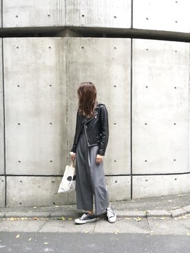 「TODAYFUL（トゥデイフル）のアイテム（ライダースジャケット）」を使った、sudo shihoさん（レディース・168cm）の秋コーディネート