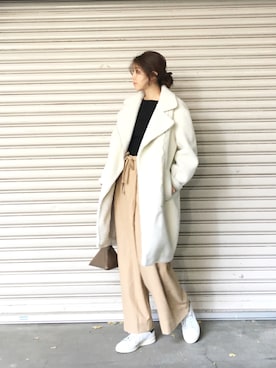「TODAYFUL（トゥデイフル）のアイテム（ピーコート）」を使った、sudo shihoさん（レディース・168cm）の冬コーディネート