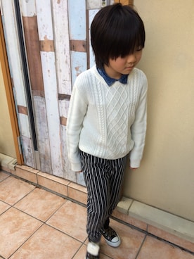 「Right-on KIDS（ライトオンキッズ）のアイテム（ニット/セーター）」を使った、sosoooさん（キッズ・133cm）の秋コーディネート
