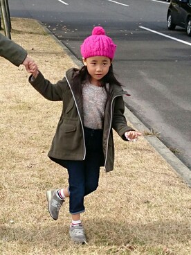 「UNIQLO（ユニクロ）のアイテム（モッズコート）」を使った、♡kanon♡さん（キッズ・110cm）の冬コーディネート