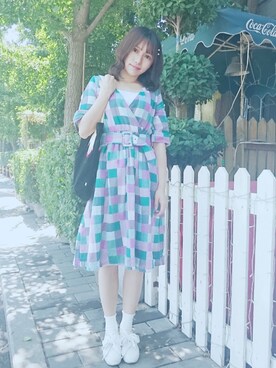 「Supreme.La.La.（シュープリームララ）のアイテム（スニーカー）」を使った、埼鈺さん（レディース・162cm）の秋コーディネート