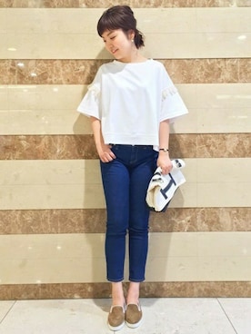 「YANUK（ヤヌーク）のアイテム」を使った、Loungedressさん（レディース・160cm）の夏コーディネート