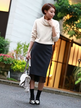 「リバーシブルスカート」｜Loungedressさん（レディース・160cm）の秋コーディネート