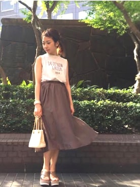 「コットンスカート」｜Loungedressさん（レディース・160cm）の夏コーディネート