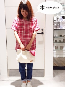 「Snow Peak（スノーピーク）のアイテム（ワンピース/ドレス）」を使った、teruaki koyamaさん（レディース・155cm）の夏コーディネート