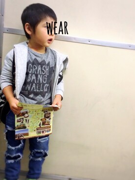 「息子」｜「アイテム（雑誌）」を使った、acoooさん（キッズ・100cm）の秋コーディネート