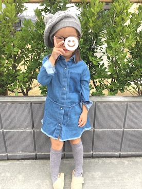 「アイテム（シャツワンピース）」を使った、なにゃさん（キッズ・90cm）の秋コーディネート