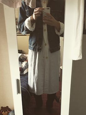 「ショップコート」｜「アイテム（デニムジャケット）」を使った、Yujiさん（メンズ・173cm）の冬コーディネート