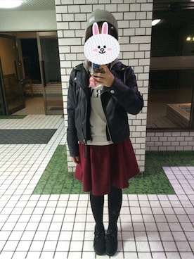 「CECIL McBEE（セシルマクビー）のアイテム（ニットキャップ/ビーニー）」を使った、たまごやきさん（レディース・158cm）の冬コーディネート