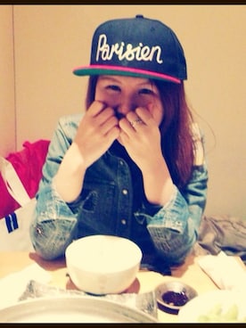 「メゾン キツネ(MAISON KITSUNE)」｜「アイテム（キャップ）」を使った、もとchan♡さん（レディース・153cm）の春コーディネート