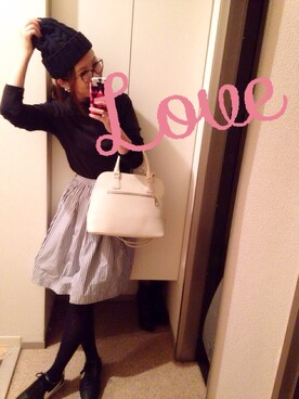 「DISCOAT（ディスコート）のアイテム（ニットキャップ/ビーニー）」を使った、もとchan♡さん（レディース・153cm）の冬コーディネート