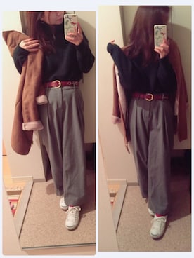 「URBAN RESEARCH Sonny Label（アーバンリサーチサニーレーベル）のアイテム（ムートンコート）」を使った、もとchan♡さん（レディース・153cm）の冬コーディネート