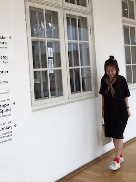 「白いスニーカー」｜「アイテム（ワンピース/ドレス）」を使った、もとchan♡さん（レディース・153cm）の夏コーディネート