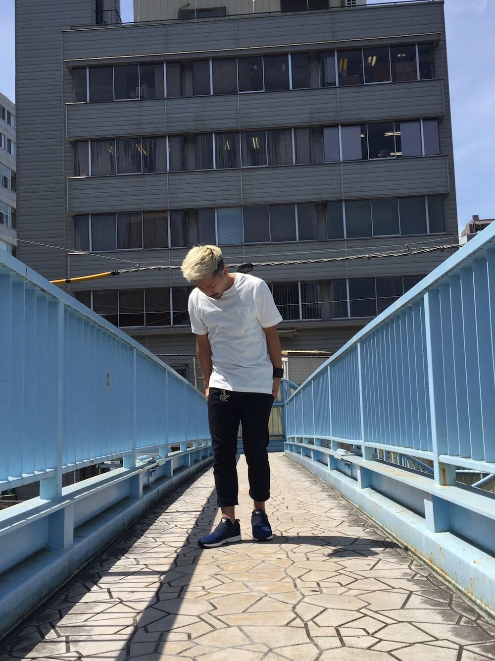 「AMBUSH、adidas、Y-3、ATTACKDEM」｜「Y-3のM CLASSIC SHORT SLEEVE T-SHIRT（Tシャツ/カットソー、ホワイト系）」を使った、MILO(ATTACKDEM)さん（メンズ・160cm）の夏コーディネートの1枚目の写真
