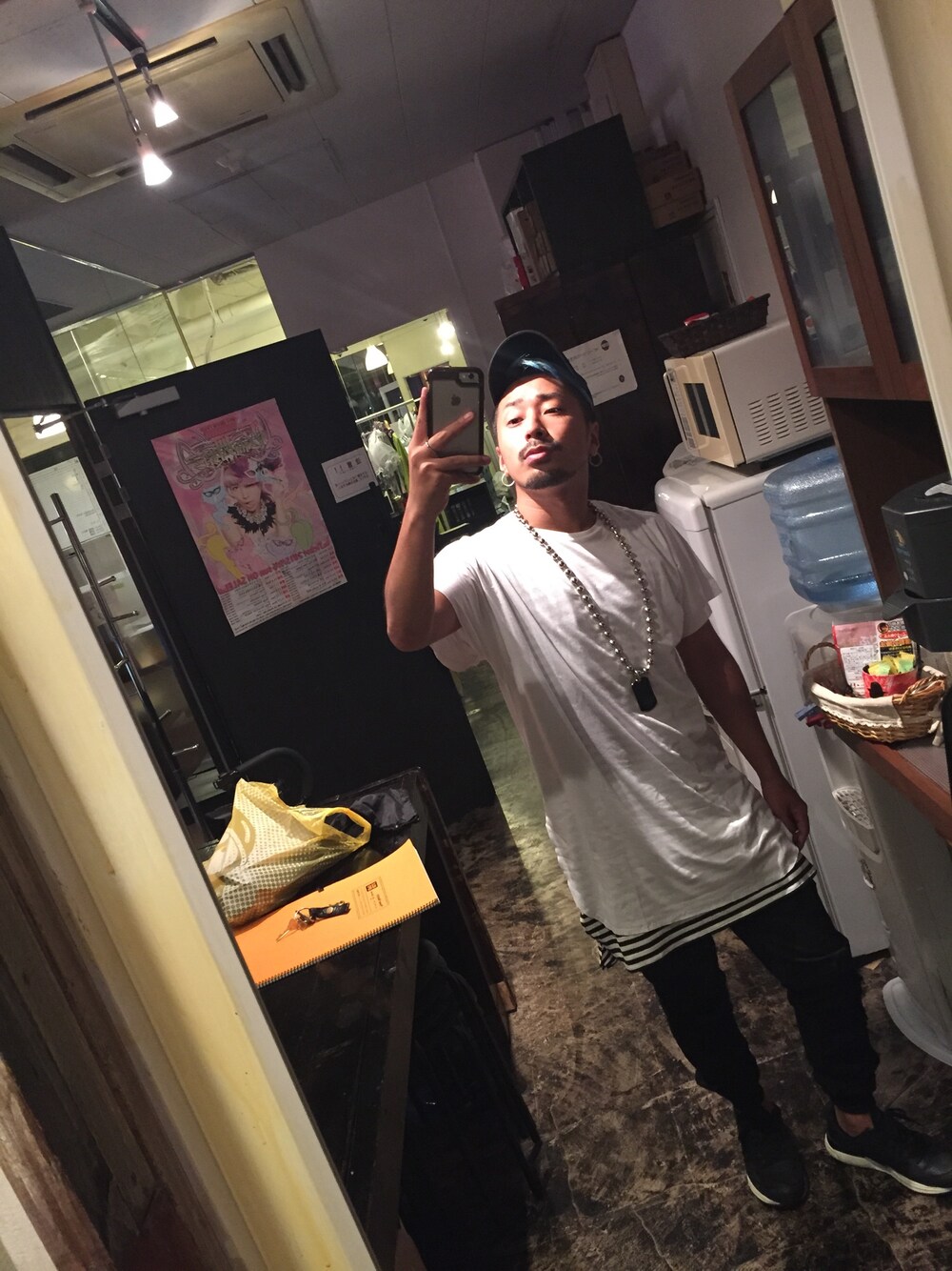 「AMBUSH、ATTACKDEM、ロングTシャツ、ボーダー、ジョガーパンツ」｜「AMBUSHのAMB BALL CHAIN NECKLACE（ネックレス、シルバー系）」を使った、MILO(ATTACKDEM)さん（メンズ・160cm）の秋コーディネートの1枚目の写真
