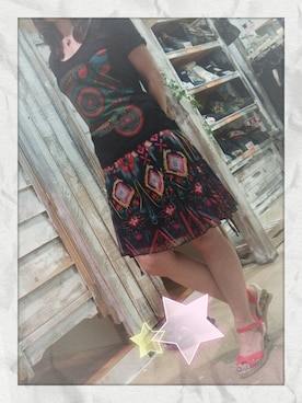 「Desigual（デシグアル）のアイテム（スカート）」を使った、SHIMAさん（レディース・158cm）の夏コーディネート