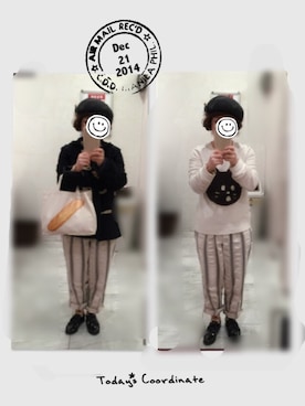 「PUAL CE CIN（ピュアルセシン）のアイテム（ダッフルコート）」を使った、ビスケさん（レディース・145cm）の冬コーディネート