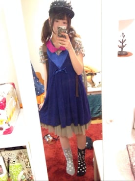 「H&M（エイチ・アンド・エム）のアイテム（ワンピース、ブルー系）」を使った、panny!!!!さん（レディース・160cm）の夏コーディネート