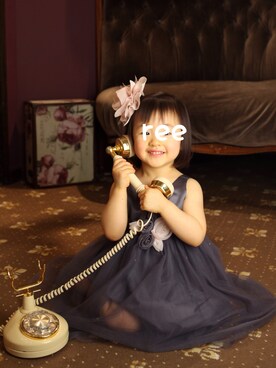 「アイテム（ドレス、グレー系）」を使った、りーさん（キッズ・110cm）の秋コーディネート