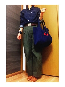 「BLUE BLUE（ブルーブルー）のアイテム（バッグ）」を使った、h i m さん（レディース・168cm）の冬コーディネート