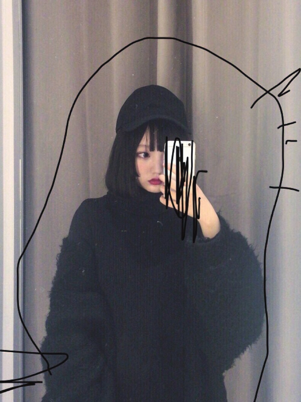 「SELFIE、girl、ALL BLACK、日常」｜「ponyoのアイテム（その他、ブラック系）」を使った、moriponyoさん（レディース・160cm）の冬コーディネートの1枚目の写真