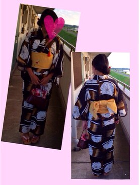 「アイテム（水着/着物・浴衣、レッド系）」を使った、sioriさん（レディース・157cm）の夏コーディネート