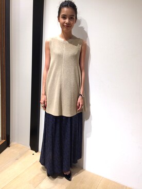 「Torrazzo Donna（トラッゾドンナ）のアイテム（トップス、ゴールド系）」を使った、Sayaka Toujouさん（レディース・160cm）の夏コーディネート