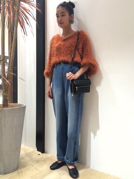 「Torrazzo Donna（トラッゾドンナ）のアイテム（トップス、オレンジ系）」を使った、Sayaka Toujouさん（レディース・160cm）の秋コーディネート