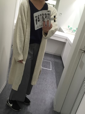 「ニットロングカーデ」｜あさいえりさん（レディース・160cm）の秋コーディネート