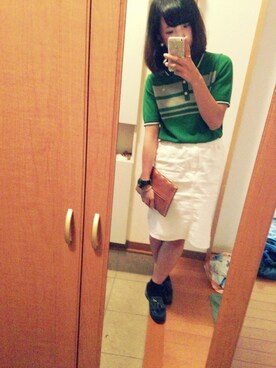 「Hender Scheme（エンダースキーマ）のアイテム（クラッチバッグ）」を使った、saoさん（レディース・158cm）の夏コーディネート