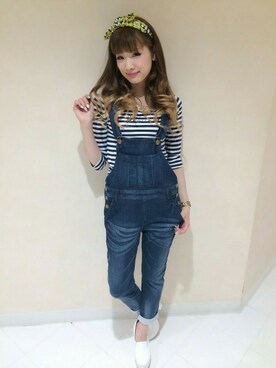 「VENCEEXCHANGE（ヴァンスエクスチェンジ）のアイテム（サロペット/オーバーオール）」を使った、Yukaさん（レディース・158cm）の春コーディネート
