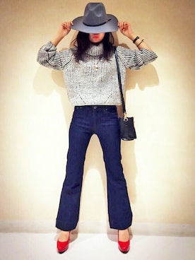 「ツバ広ハット」｜Yukaさん（レディース・158cm）の秋コーディネート